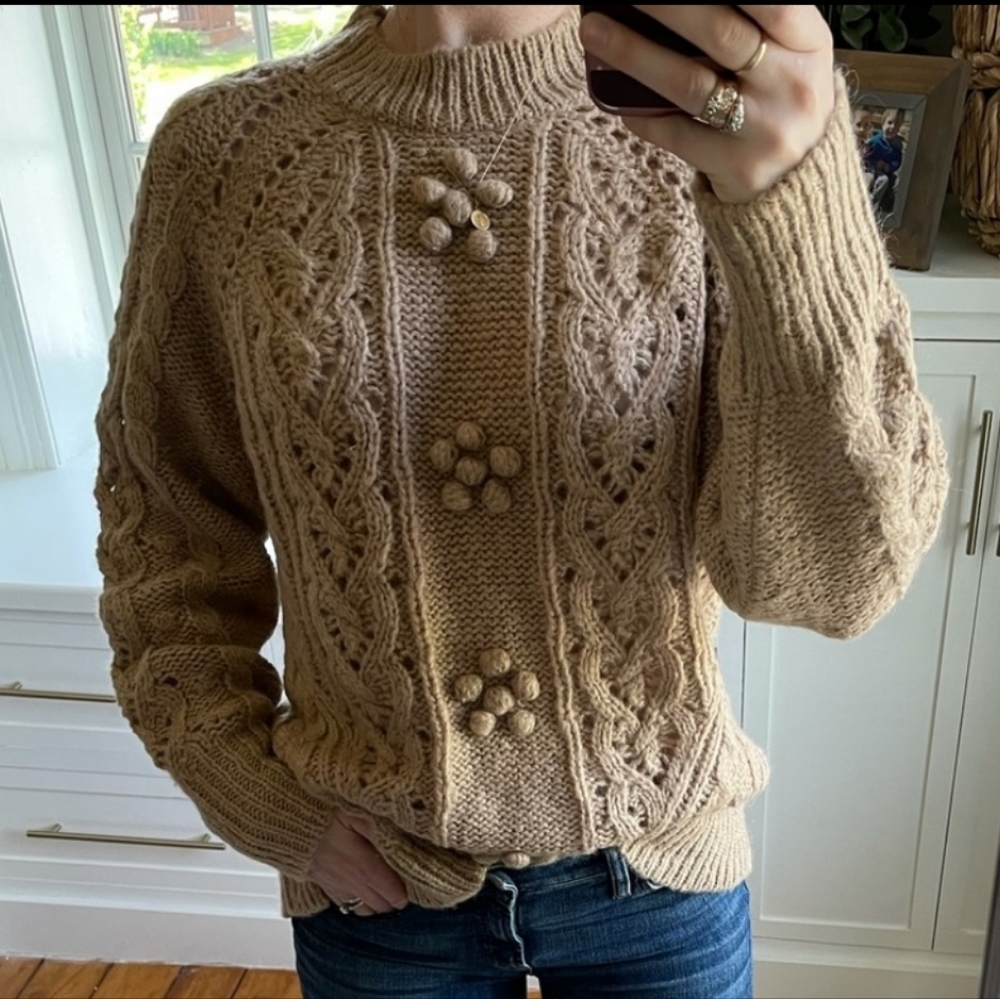 J.Crew cable knit pointelle sweater. NWT